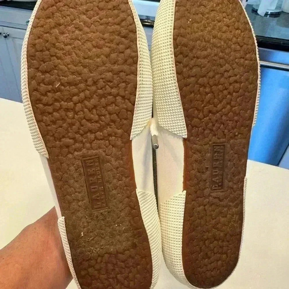 Ralph Lauren flax linen sneakers “Jolie” light gray size 9.5 NEW - Picture 8 of 8